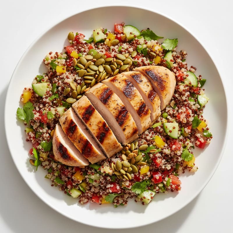 Grilled Chicken Breast with Crunchy Quinoa Salad