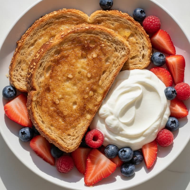Rabanada de Frigideira com Frutas Frescas