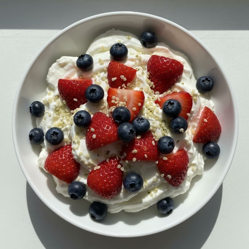 Silky Greek Yogurt with Protein Powder and Fresh Berries