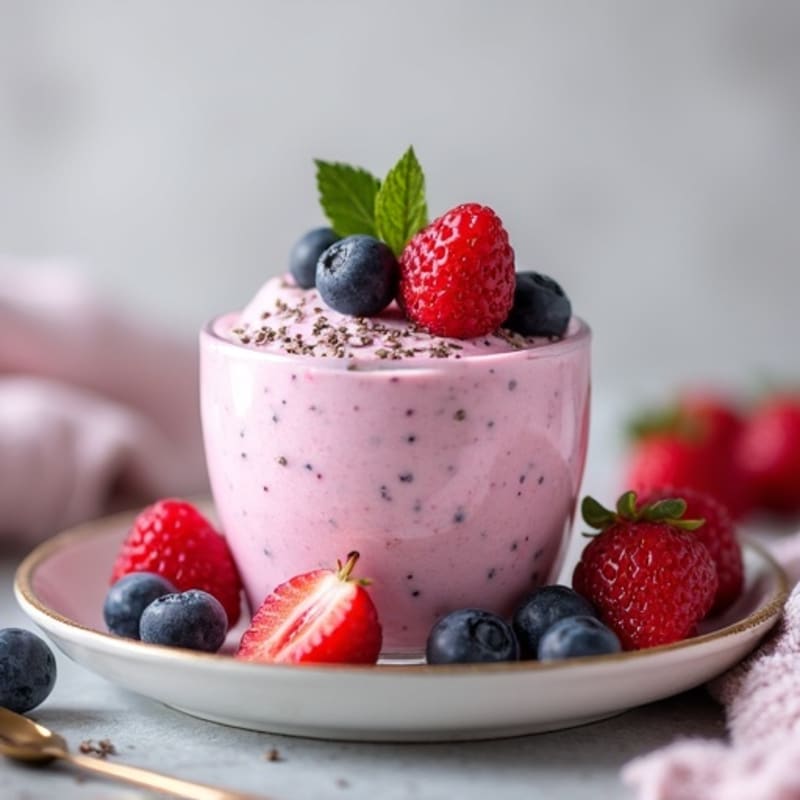 Silky Greek Yogurt Protein Mousse with Mixed Berries