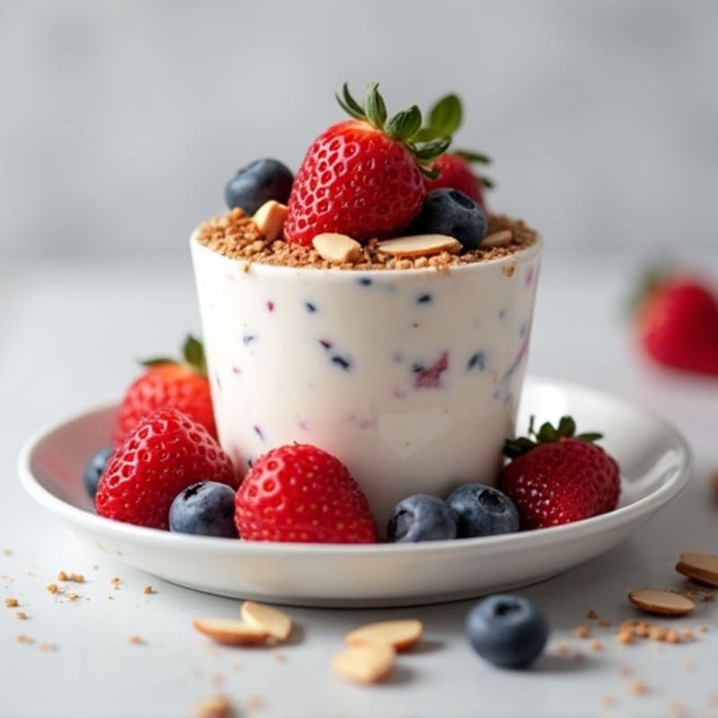 Greek Yogurt Protein Parfait with Mixed Berries and Almonds