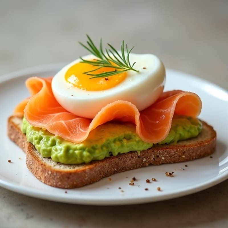 Creamy Avocado Toast with Soft-Boiled Egg and Smoked Salmon