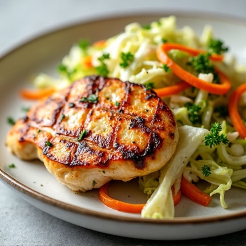 Grilled Chicken Breast with Crunchy Cabbage Slaw