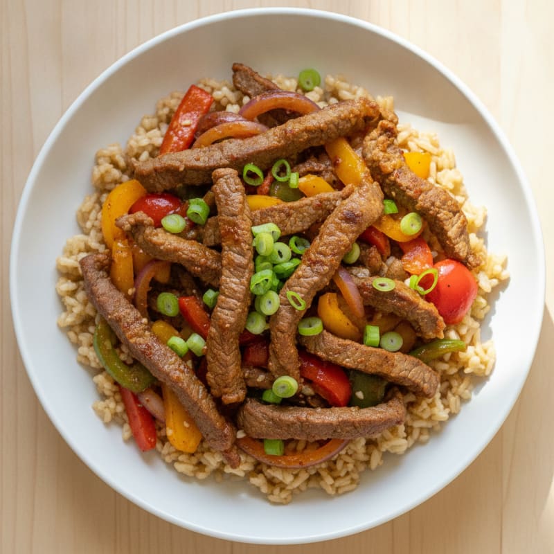 Spicy Air-Fried Beef and Peppers
