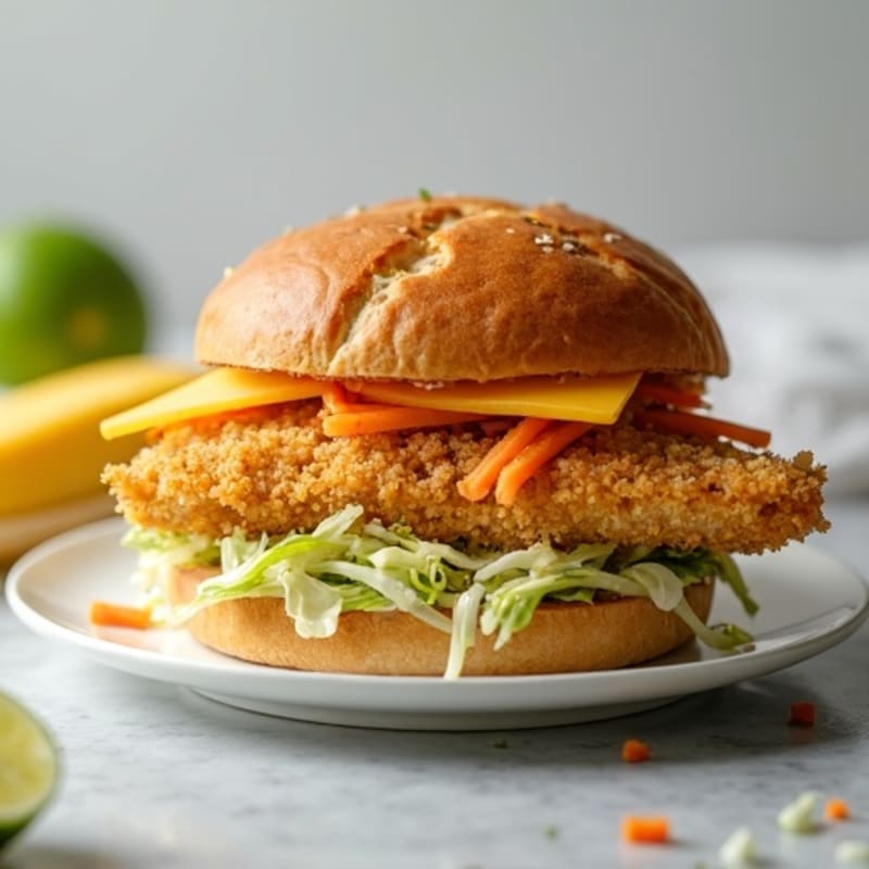 Crispy Baked Fish Sandwich with Fresh Slaw