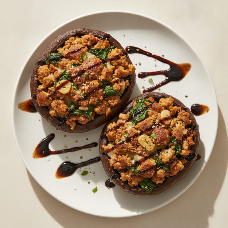 Herb-Stuffed Portobello Mushrooms with Balsamic Glaze