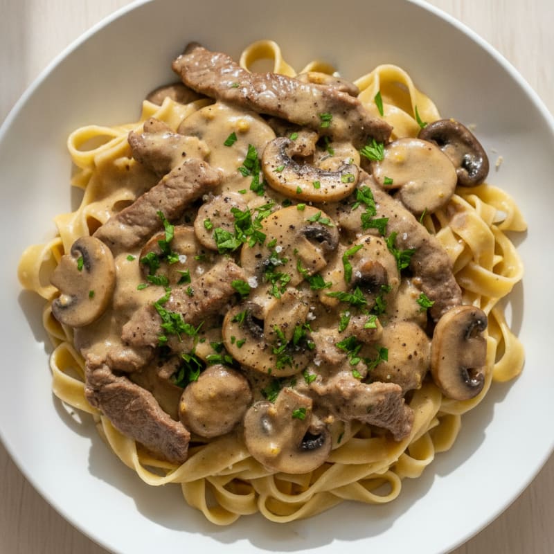 Classic Beef Stroganoff with Egg Noodles
