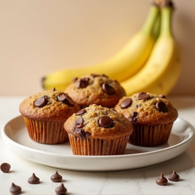 Healthy Banana Protein Chocolate Chip Muffins