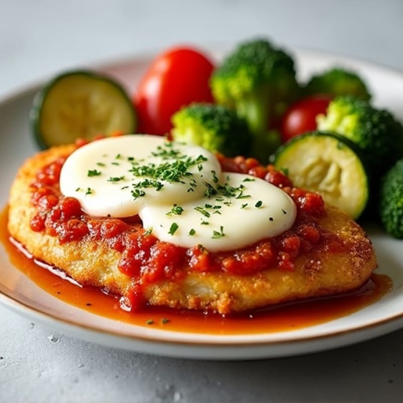Healthy Crispy Chicken Parmesan with Roasted Vegetables