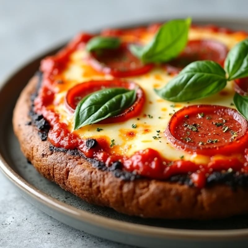 Crispy Portobello Pizza with Lean Turkey Pepperoni and Fresh Herbs