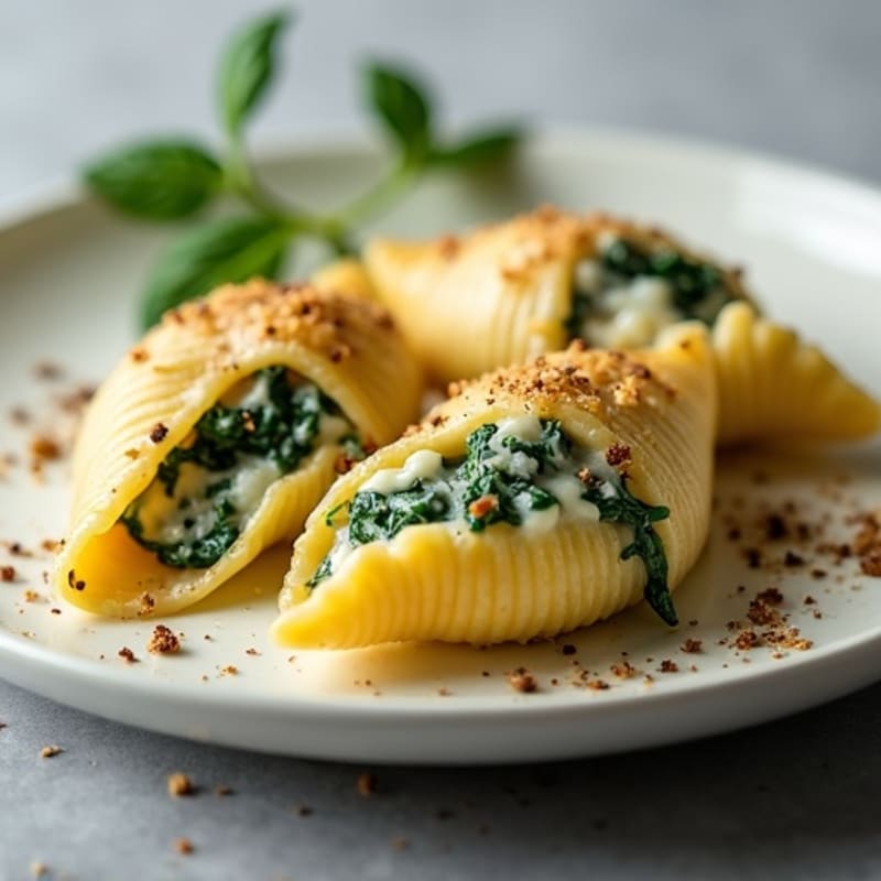 Baked Creamy Spinach Ricotta Stuffed Shells