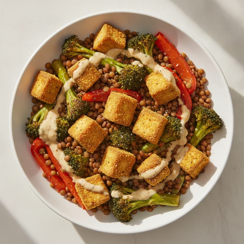 Hearty Lentil and Roasted Vegetable Bowl