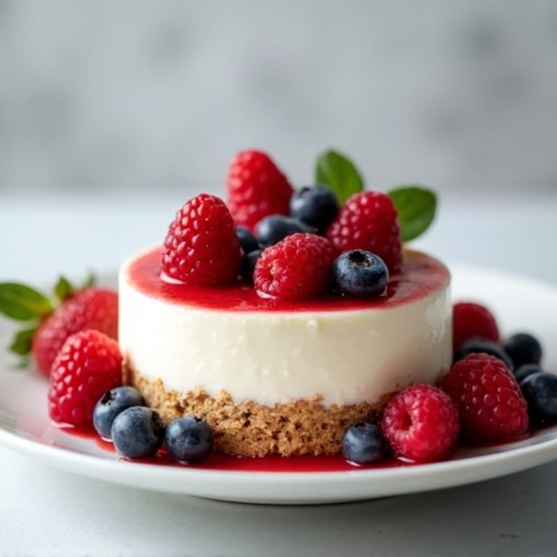 Greek Yogurt Protein Cheesecake with Mixed Berries