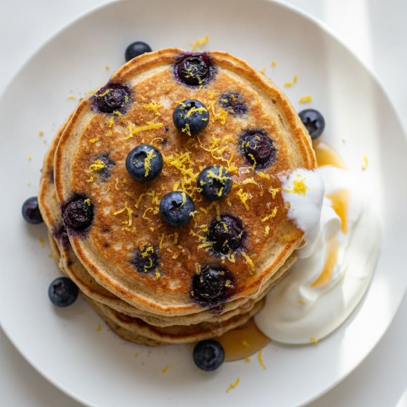 Blueberry Ricotta Pancakes with Lemon Zest