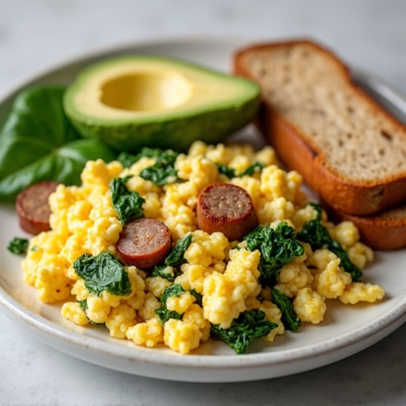 Egg White and Turkey Sausage Scramble with Spinach