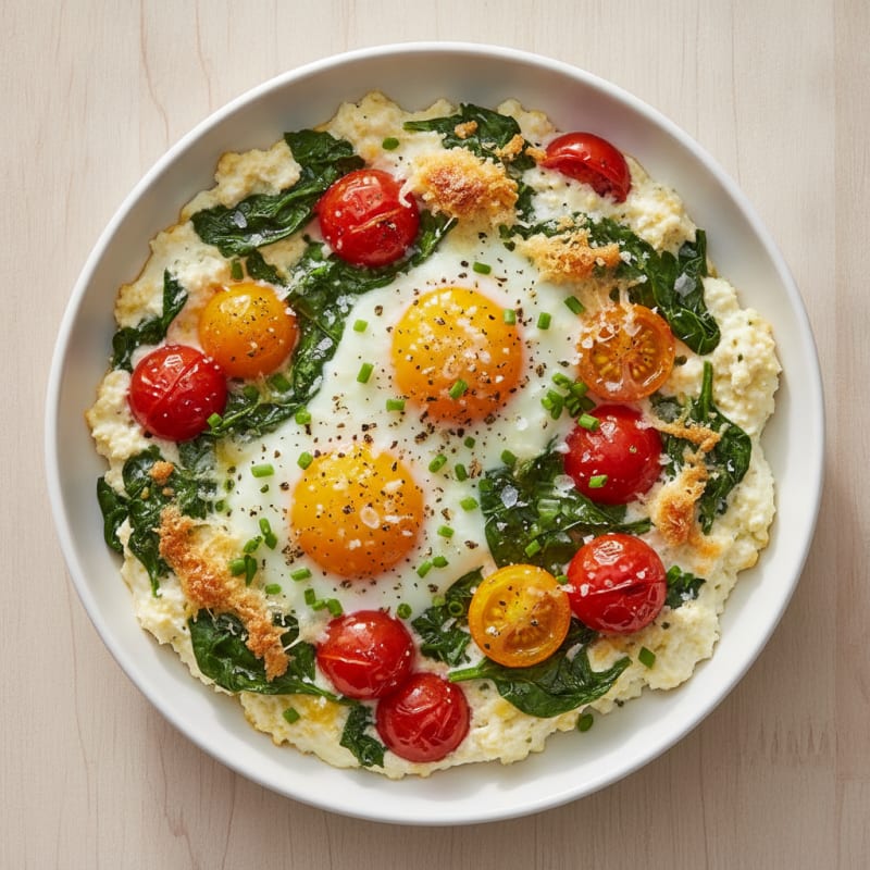 Baked Eggs with Herbed Cottage Cheese