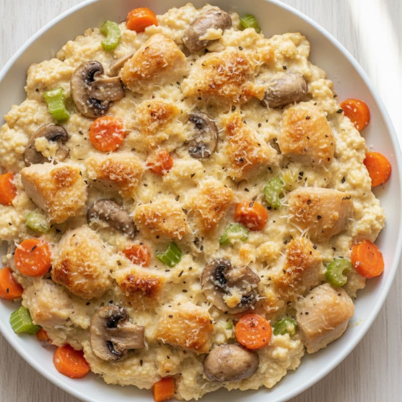 Chicken and Mushroom Cottage Cheese Bake