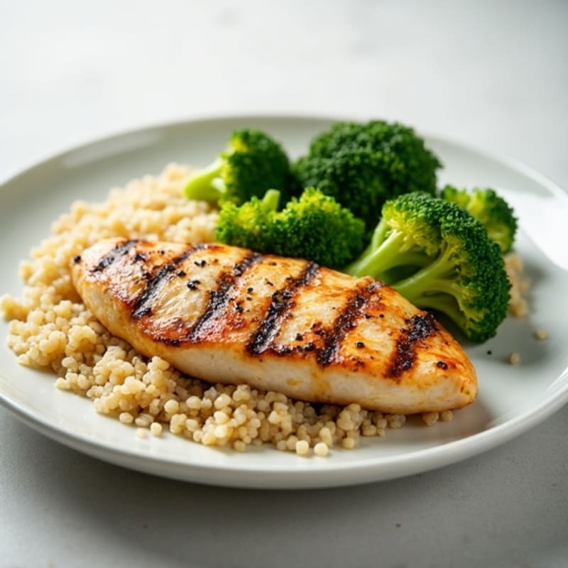 Grilled Chicken Breast with Quinoa and Steamed Broccoli
