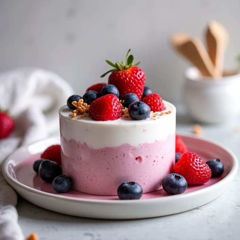 Greek Yogurt Protein Mousse with Mixed Berries