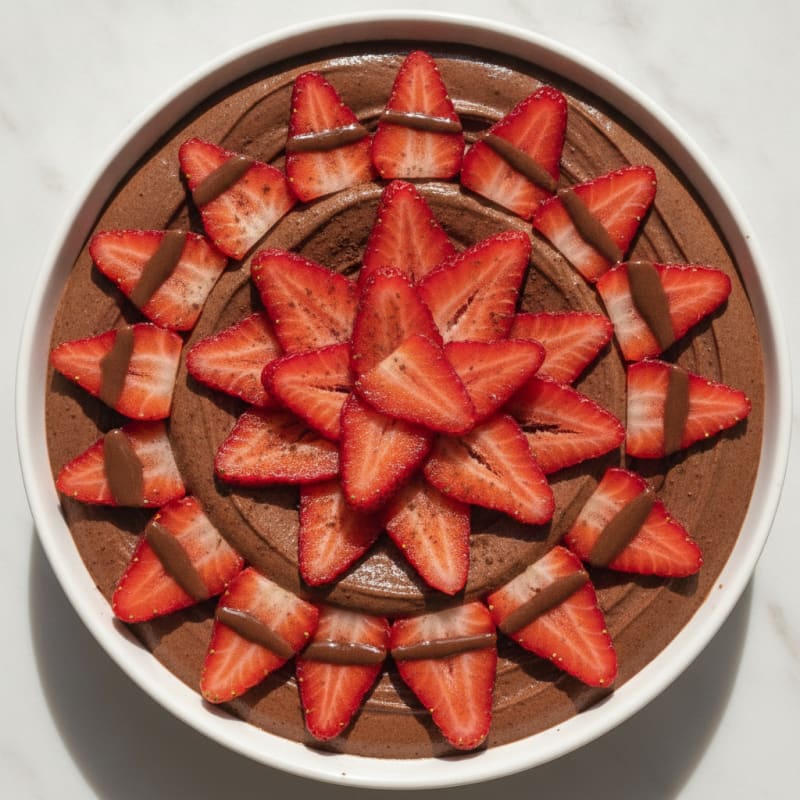 Chocolate Protein Mousse with Sliced Strawberries
