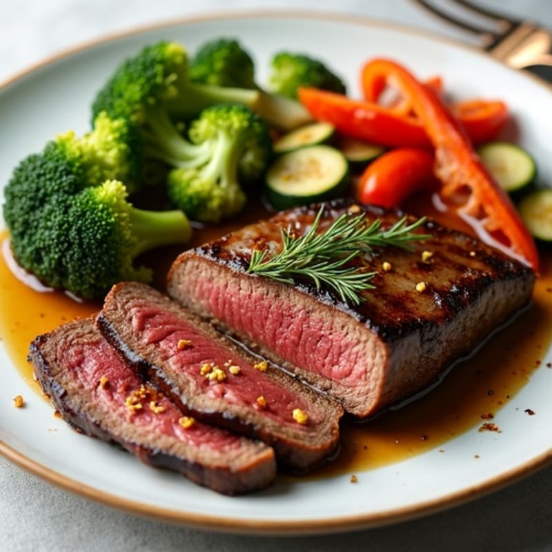 Savory Garlic-Ginger Beef with Sautéed Vegetables