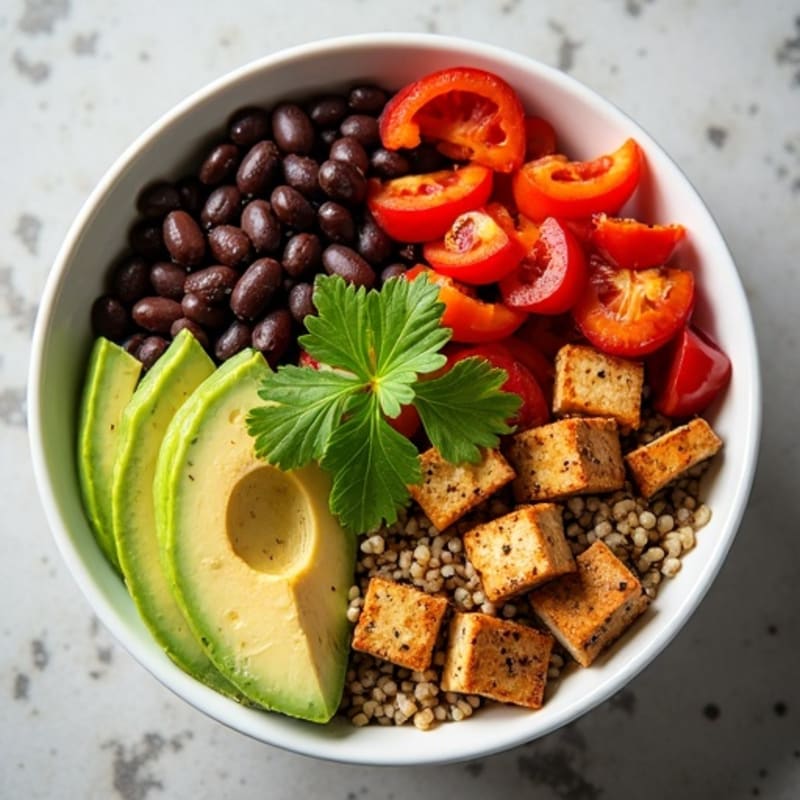 Spicy Black Bean Quinoa Bowl with Lime Avocado