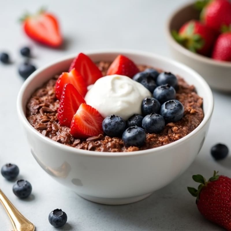 Creamy Chocolate Protein Oats with Fresh Berries