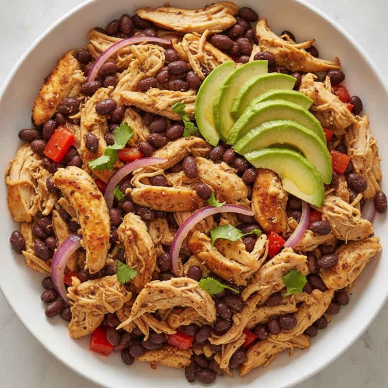 Shredded Chicken and Black Bean Bowl