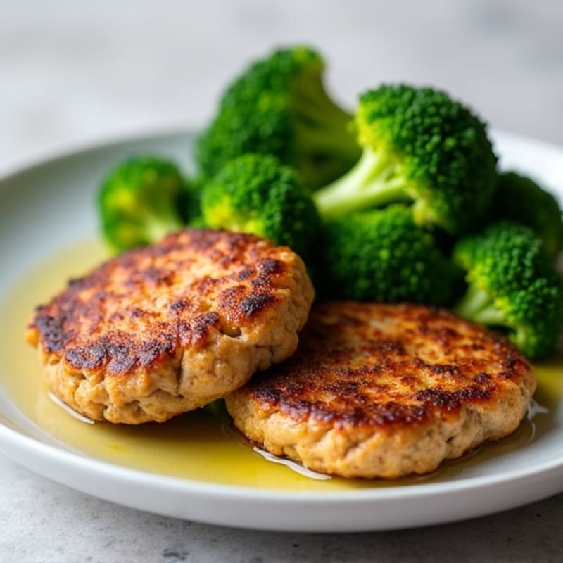Seared Turkey Patties with Steamed Broccoli