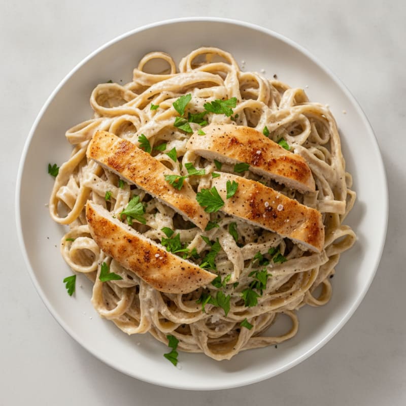 Creamy Garlic Chicken Alfredo Fettuccine