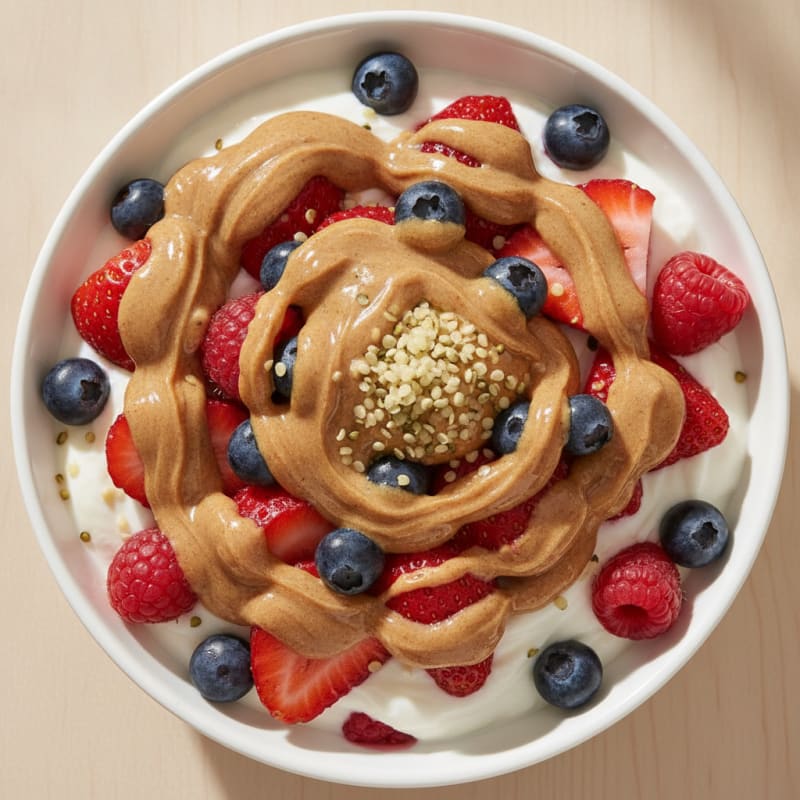 Creamy Greek Yogurt Parfait with Mixed Berries and Almond Butter