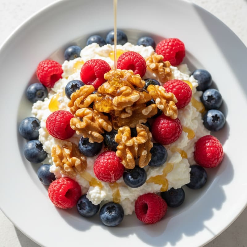 Greek Yogurt Protein Parfait with Mixed Nuts and Berries