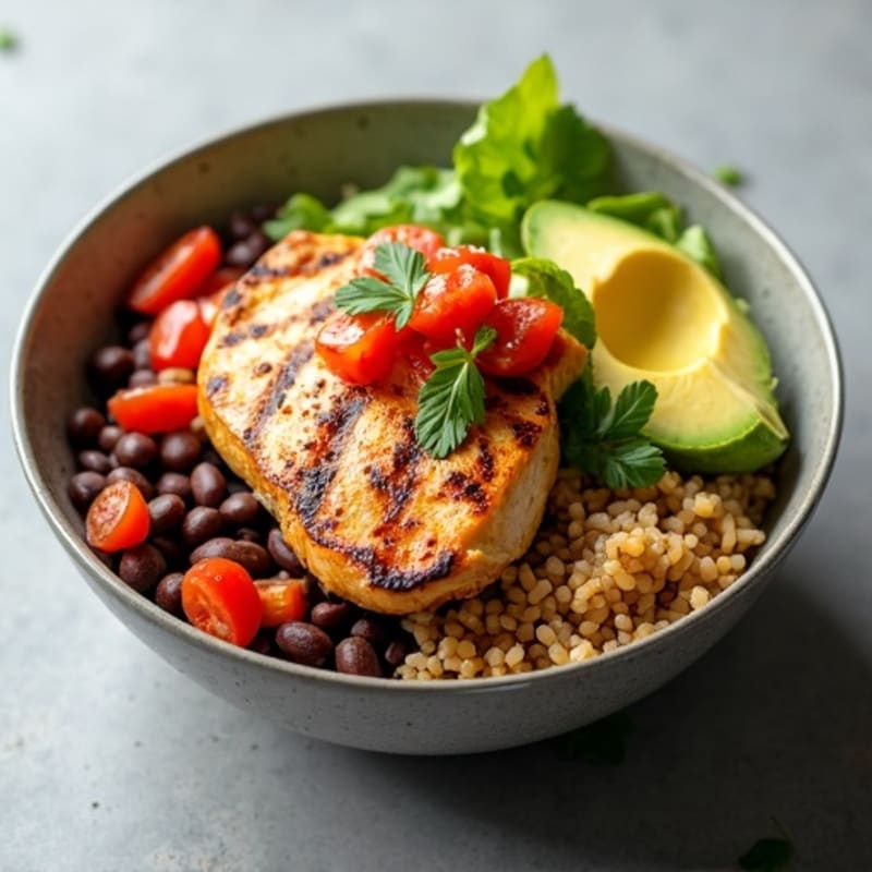 Grilled Chicken Mexican Bowl with Black Beans and Brown Rice