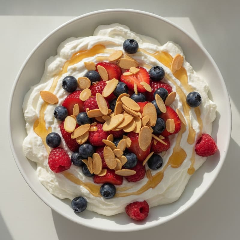 Creamy Greek Yogurt Protein Bowl with Mixed Berries and Almonds