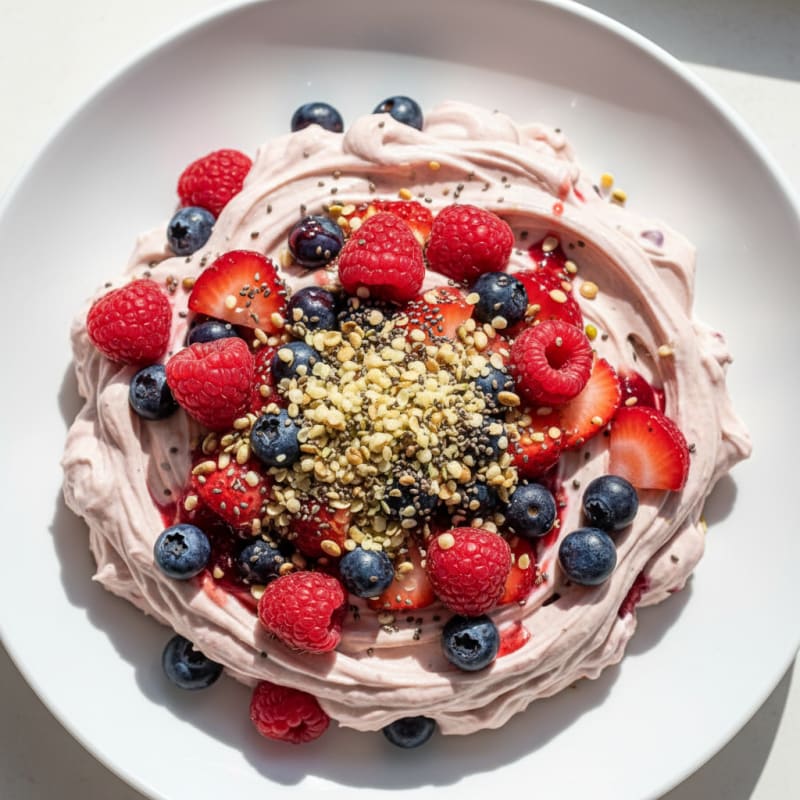 Silky Greek Yogurt Protein Pudding with Mixed Berries