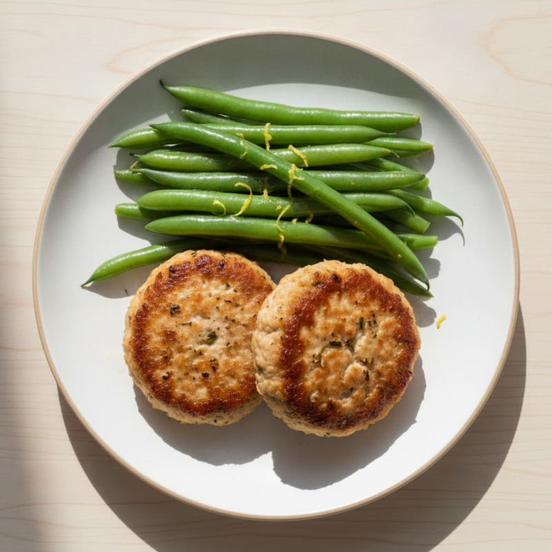 Seared Turkey Patties with Steamed Green Beans