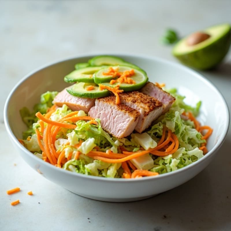 Flaked Tuna with Fresh Crunchy Cabbage Slaw