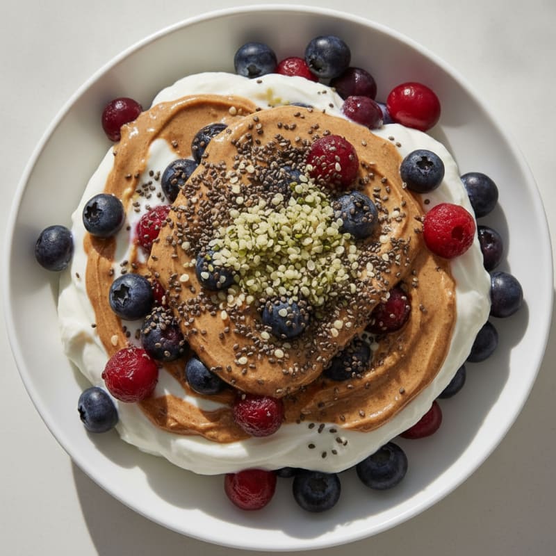 Creamy Greek Yogurt Berry Parfait with Almond Butter and Chia Seeds