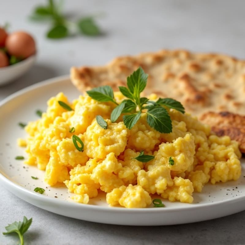 Egg White and Cottage Cheese Scramble with Chapati