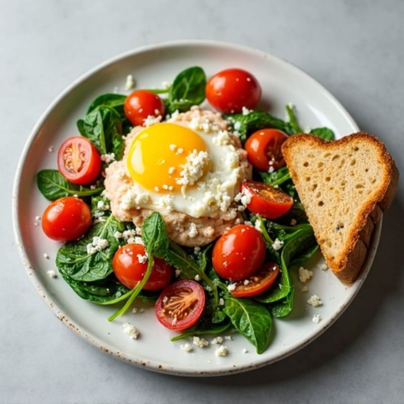 Egg White and Turkey Spinach Scramble with Roasted Tomatoes