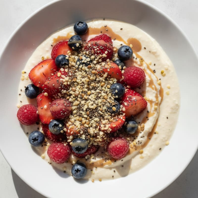 Silken Tofu Protein Smoothie Bowl with Chia and Berries