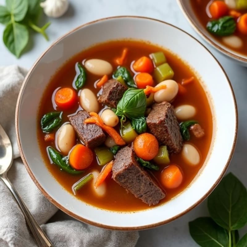 Hearty Beef and Vegetable Soup with Tender Short Ribs