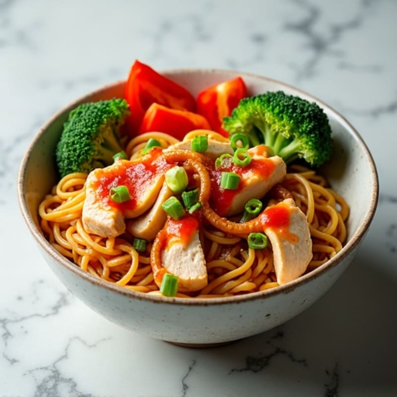 Spicy Sriracha Chicken and Veggie Noodle Bowl