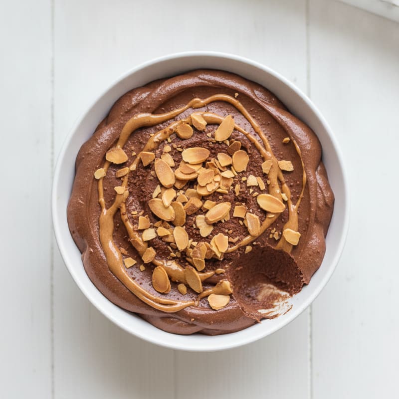 Protein Chocolate Peanut Butter Mousse with Almond Crunch