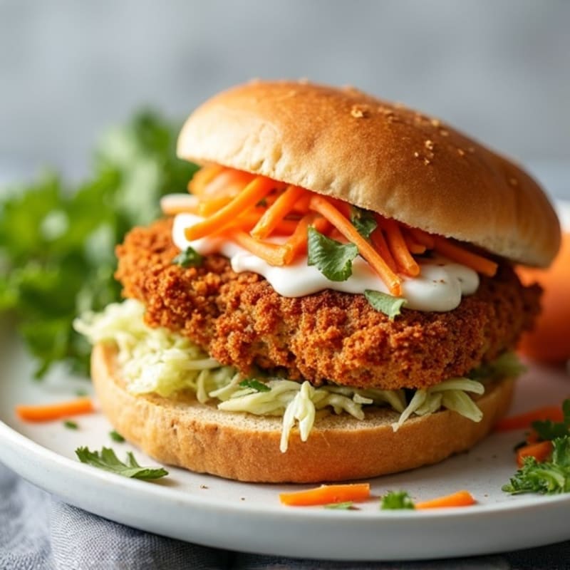 Crispy Baked Chicken Sandwich with Fresh Slaw