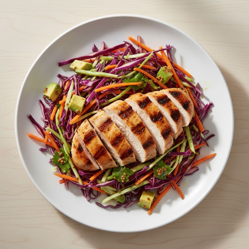 Grilled Chicken Breast with Crunchy Cabbage Slaw