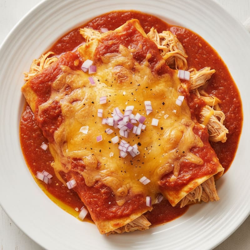 Chicken Enchiladas with Red Chili Sauce