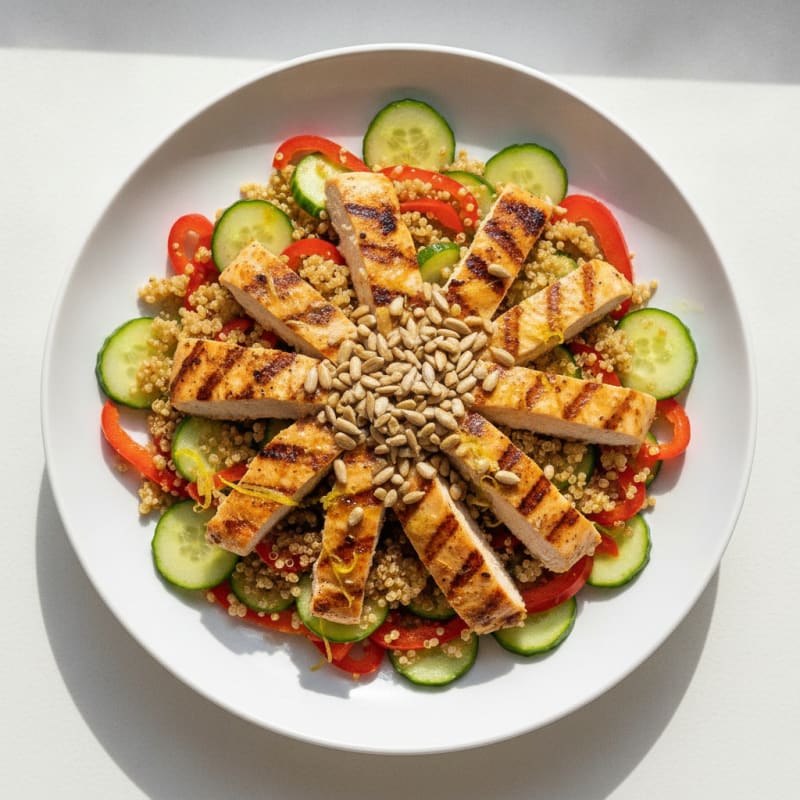 Grilled Chicken and Quinoa Salad with Crunchy Vegetables