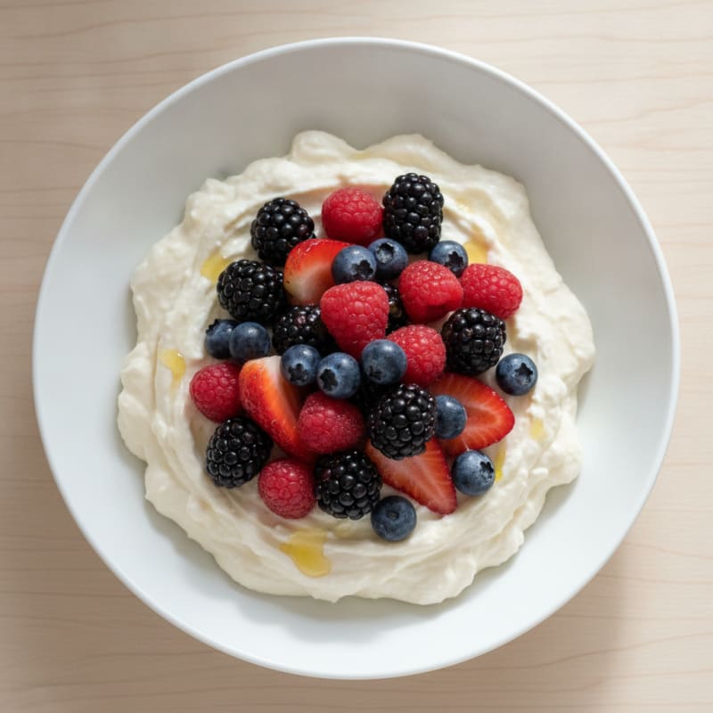 Silky Greek Yogurt Protein Pudding with Mixed Berries