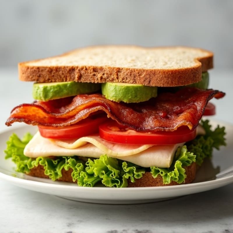 Whole Grain Turkey Club with Crispy Bacon and Fresh Vegetables